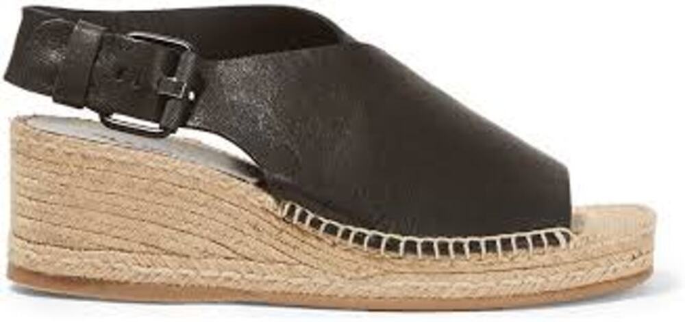 Rag & Bone Sienna Espadrille Sandals Wedge Peep Toe Slingback Leather Black 9